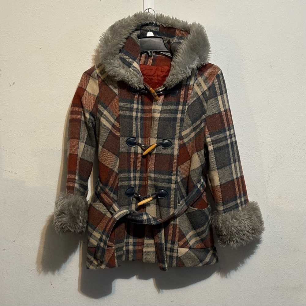 Vintage 1970s Galaxy Costume Corp. Faux Fur Heavy Flannel Lined Coat Sz M *read*